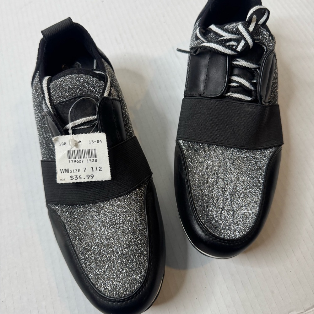 Brash Black and Silver Glitter Sneakers - Picture 12 of 15